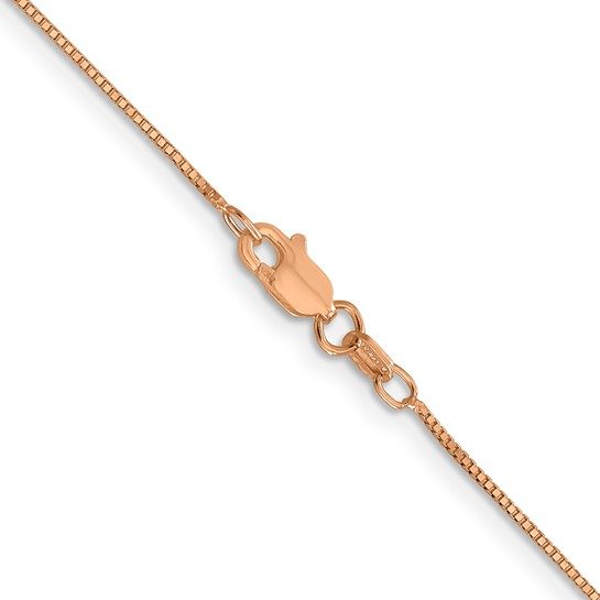 14K Rose Gold 16 inch .7mm Box Link with Lobster Clasp Chain - Image 4
