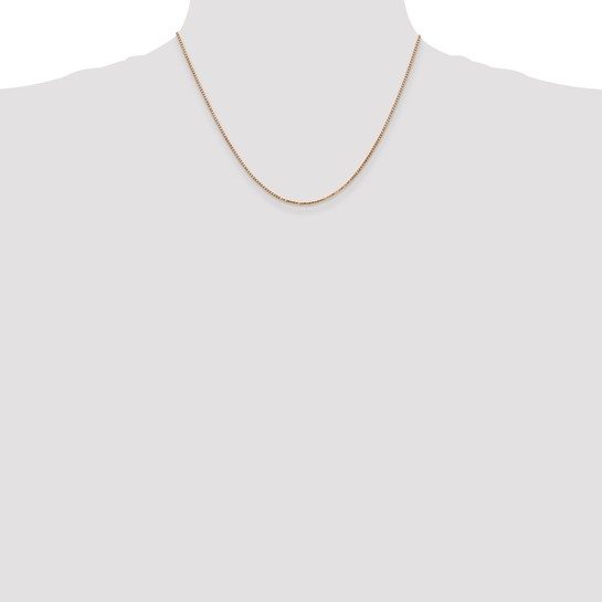 14K Rose Gold 18 inch 1.3mm Box Link with Lobster Clasp Chain - Image 5