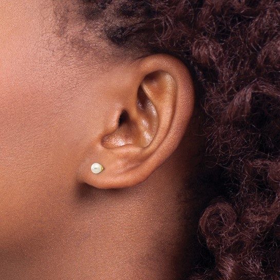 14k Madi K Reversible 3.75-4mm FW Cultured Pearl and Gold Bead Earrings - Image 4