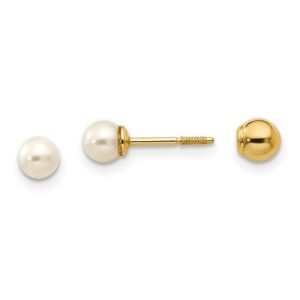 14k Madi K Reversible 3.75-4mm FW Cultured Pearl and Gold Bead Earrings