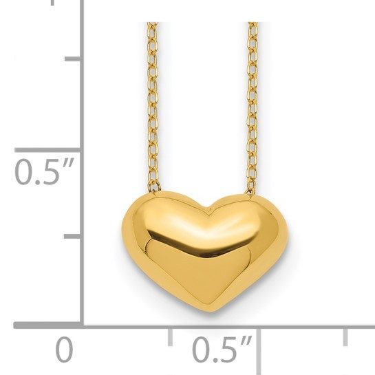 14k Polished Puffed Heart 18 inch Necklace - Image 3