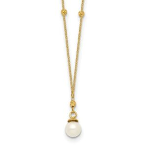 14k Beaded Chain with 5mm Freshwater Cultured Pearl Necklace