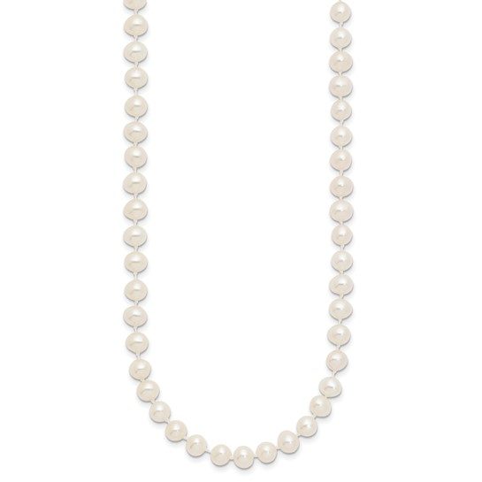 14k 5-6mm White Near Round Freshwater Cultured Pearl Necklace - Image 4