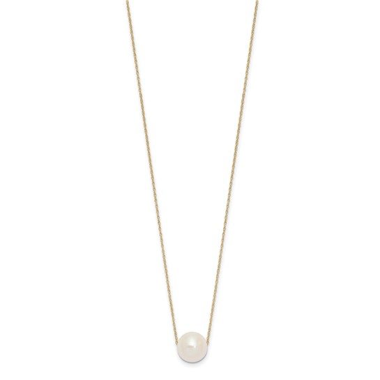 14K 10-11mm Round White Freshwater Cultured Pearl on a 17 inch Rope Chain Necklace - Image 5
