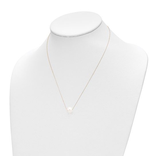 14K 10-11mm Round White Freshwater Cultured Pearl on a 17 inch Rope Chain Necklace - Image 4