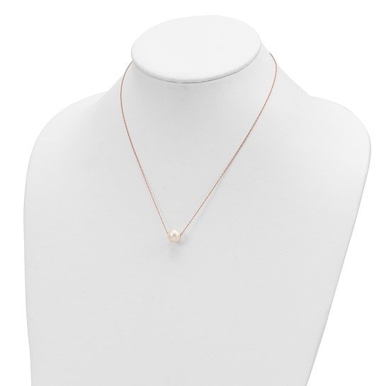 14K Rose Gold 10-11mm Round White FWC Pearl Rope Necklace - Image 4