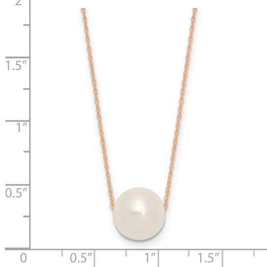 14K Rose Gold 10-11mm Round White FWC Pearl Rope Necklace - Image 3