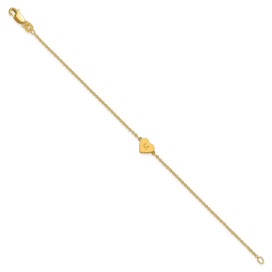 14k Yellow Gold and White Gold Brushed 1 Station Heart Bracelet - Image 3