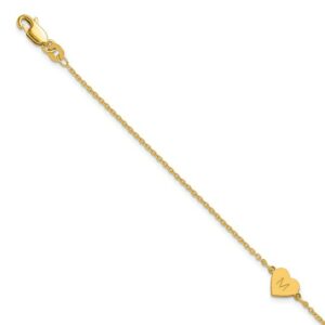 14k Yellow Gold and White Gold Brushed 1 Station Heart Bracelet