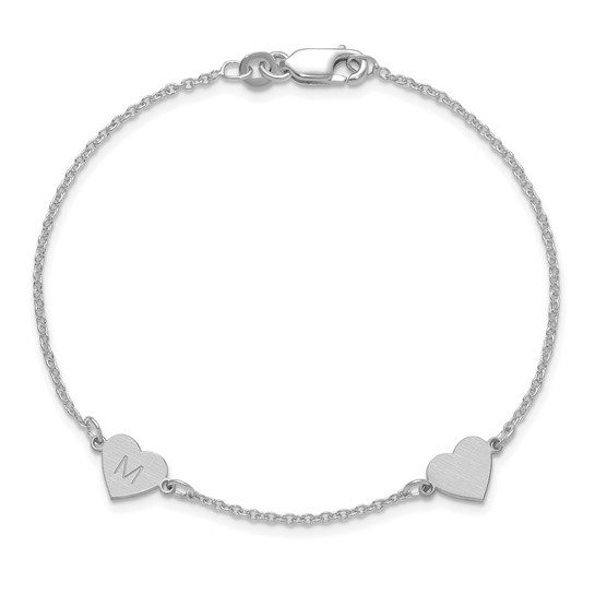 14k Yellow Gold and White Gold Brushed 1 Station Heart Bracelet - Image 8
