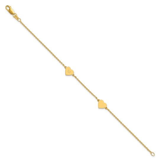 14k Yellow Gold and White Gold Brushed 1 Station Heart Bracelet - Image 4