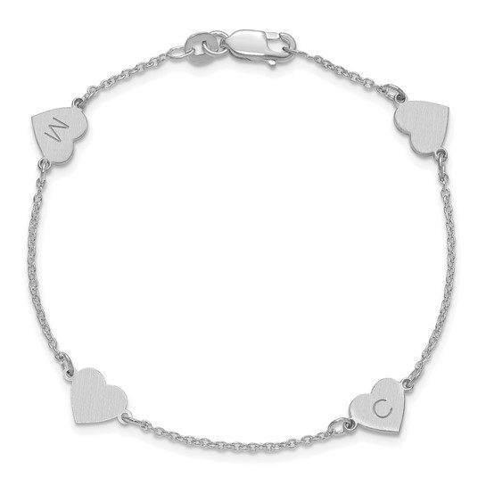 14k Yellow Gold and White Gold Brushed 1 Station Heart Bracelet - Image 7