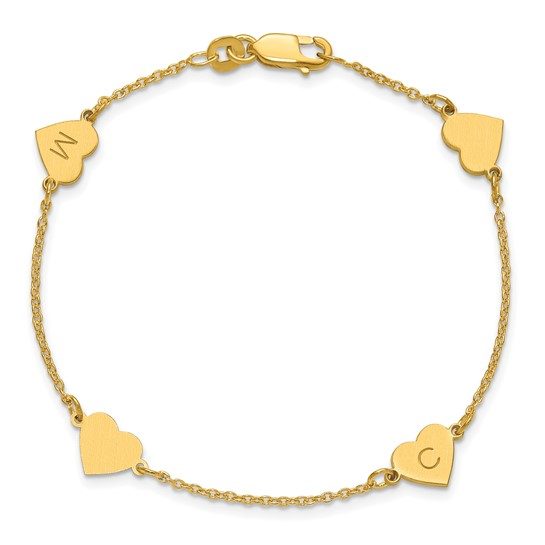 14k Yellow Gold and White Gold Brushed 1 Station Heart Bracelet - Image 6