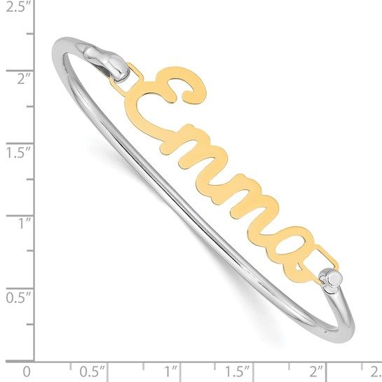 14k Yellow Gold Name Plate on Sterling Silver Bangle - Image 3