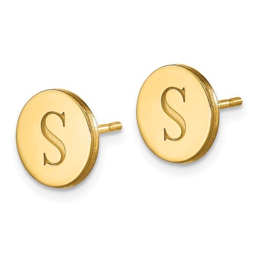 Round Initial Post Earrings - Image 5
