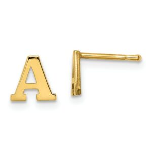Sterling Silver Gold-plated Letter A Initial Post Earrings