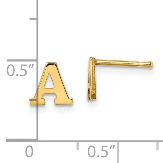 Sterling Silver Gold-plated Letter A Initial Post Earrings - Image 3