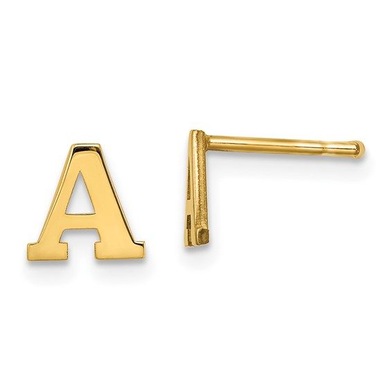 Sterling Silver Gold-plated Letter A Initial Post Earrings
