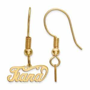 14k Yellow Gold Name Plate Dangle Earrings