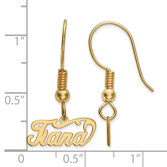 14k Yellow Gold Name Plate Dangle Earrings - Image 3