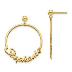 Round Name Post Dangle Earrings