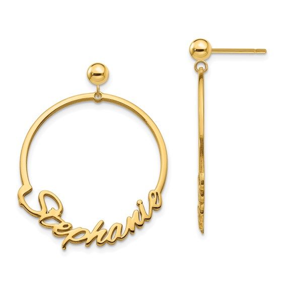 Round Name Post Dangle Earrings