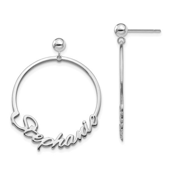 Round Name Post Dangle Earrings - Image 2