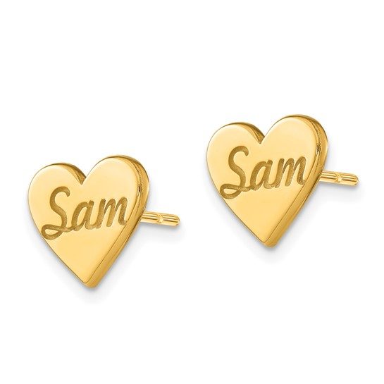 Small Personalized Heart Post Earrings - Image 9