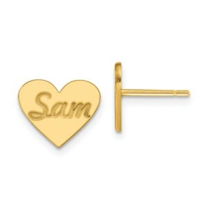 Small Personalized Heart Post Earrings
