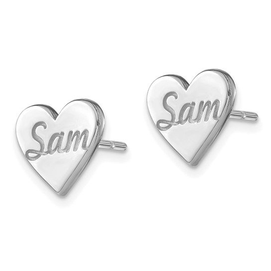 Small Personalized Heart Post Earrings - Image 5