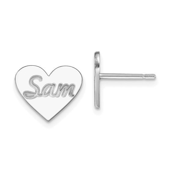 Small Personalized Heart Post Earrings - Image 2