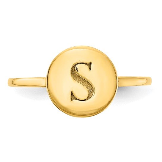 14k Yellow Gold, White Gold Round Initial Ring