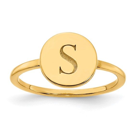 14k Yellow Gold, White Gold Round Initial Ring - Image 6