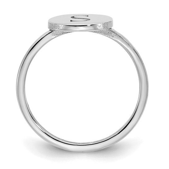 14k Yellow Gold, White Gold Round Initial Ring - Image 5