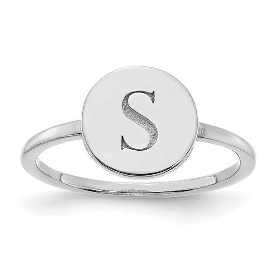 14k Yellow Gold, White Gold Round Initial Ring - Image 2