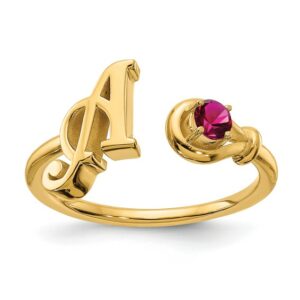 4K Yellow and White Gold Letter with Birthstone Ring'