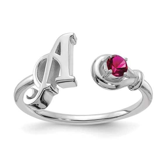 4K Yellow and White Gold Letter with Birthstone Ring' - Image 2