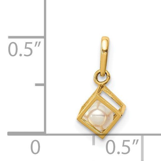 14K 3D Square with FW Cultured Pearl Pendant - Image 3