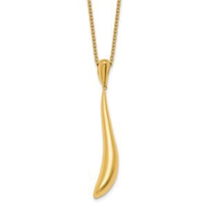 Herco 14K Polished Fancy Curved Pendant with 1 Inch Extension Necklace