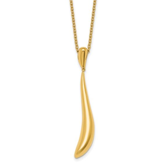 Herco 14K Polished Fancy Curved Pendant with 1 Inch Extension Necklace