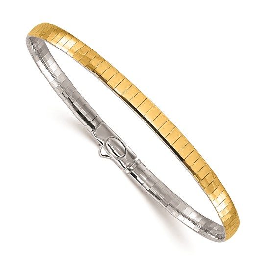 Herco 14K Two-Tone Polished 4.1mm Reversible 7.5 inch Omega Bracelet - Image 5