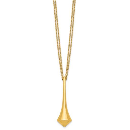 Herco 18K Polished 2-Strand Pointed Teardrop with 1in Ext. Necklace - Image 5