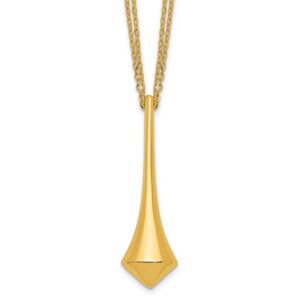 Herco 18K Polished 2-Strand Pointed Teardrop with 1in Ext. Necklace