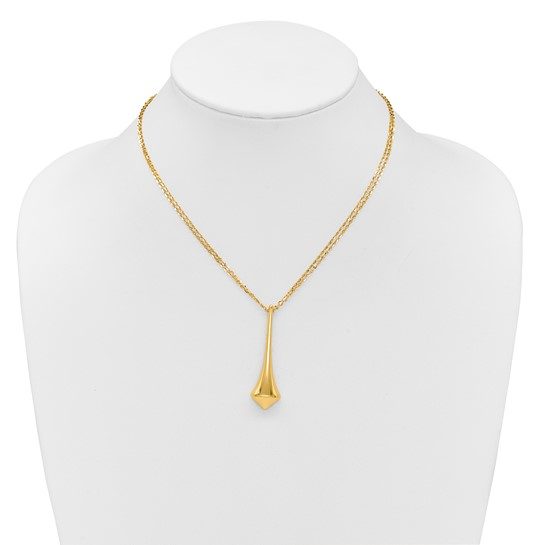 Herco 18K Polished 2-Strand Pointed Teardrop with 1in Ext. Necklace - Image 4