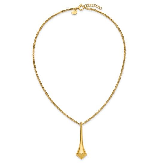 Herco 18K Polished 2-Strand Pointed Teardrop with 1in Ext. Necklace - Image 3