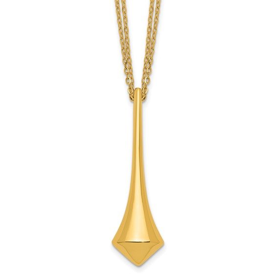 Herco 18K Polished 2-Strand Pointed Teardrop with 1in Ext. Necklace