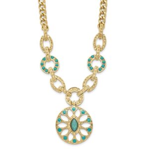 Laundry Gold-tone Resin and Simulated Composite Stone with 3in ext Necklace