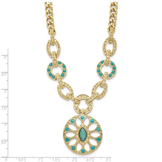 Laundry Gold-tone Resin and Simulated Composite Stone with 3in ext Necklace - Image 3
