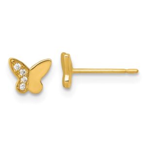 14k Madi K Polished CZ Butterfly Post Earrings