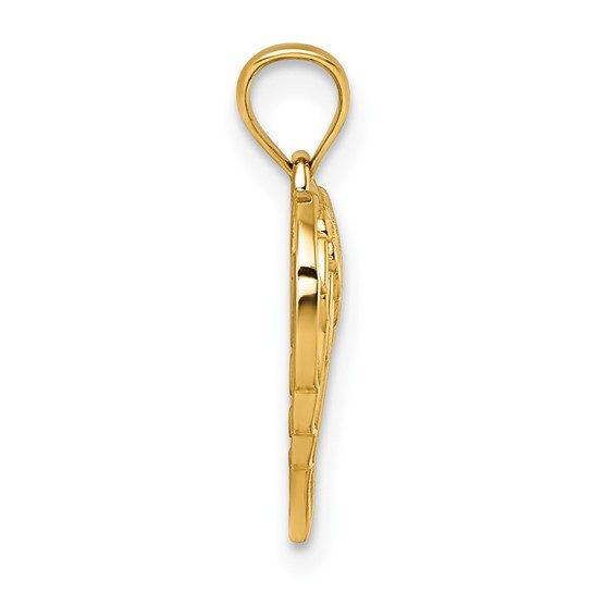 14k Polished and D/C Wings In Heart Shape Pendant - Image 5